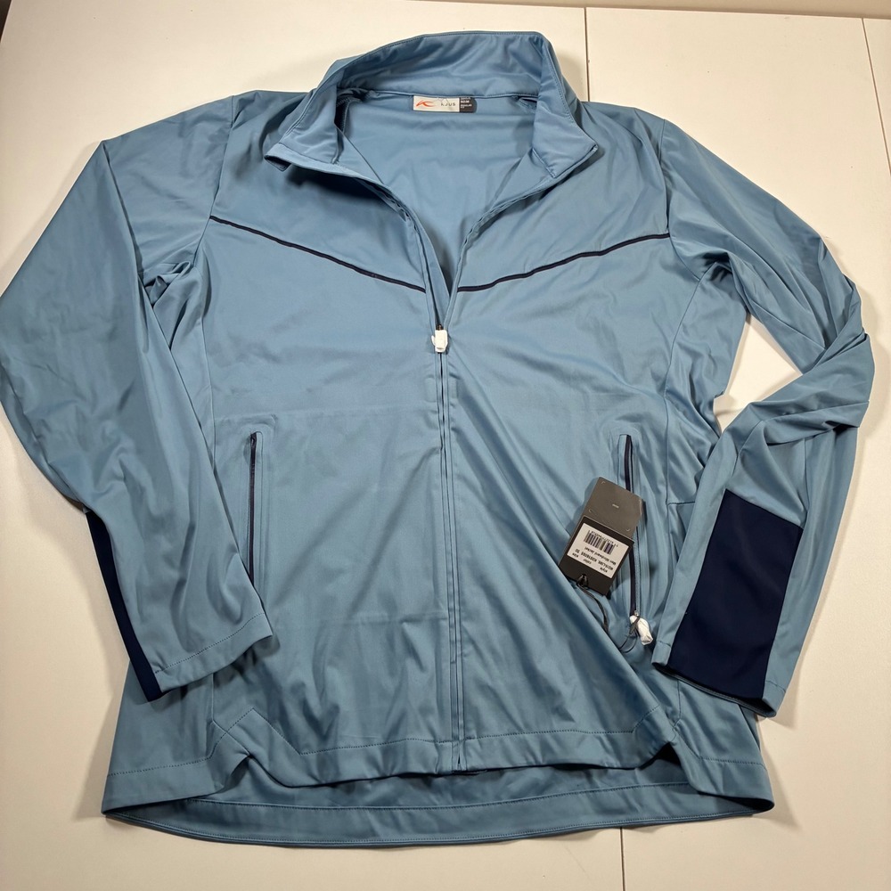 NEW KJUS Windward Jacket Medium Blue Full Zip Lightweight Golf Windbreaker Vent
